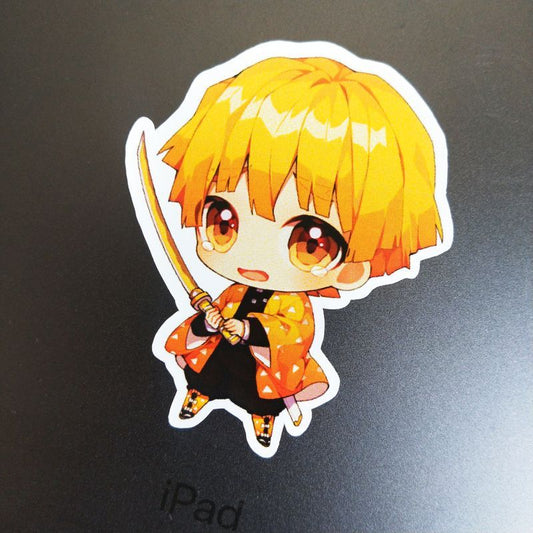 Scared Zenitsu die-cut sticker