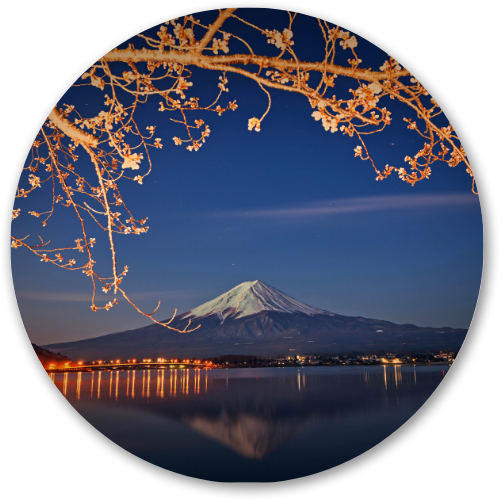 Twilight at Mt. Fuji printed wooden painting - 12 inch