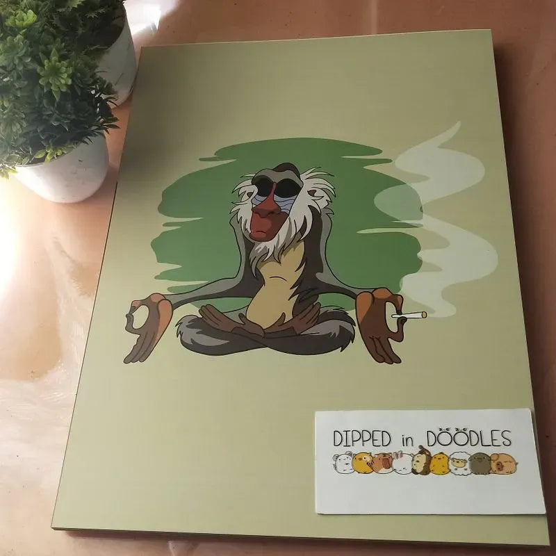 Meditating Rafiki quirky wall poster