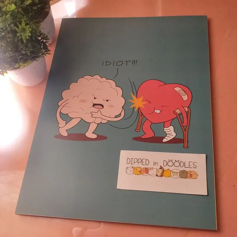 Brain and Heart quirky wall poster