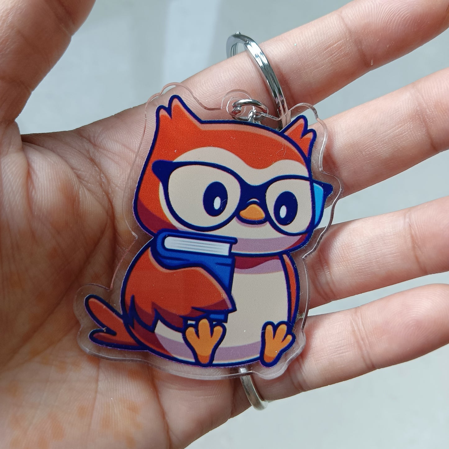 Reader Owl acrylic keychain (double sided)