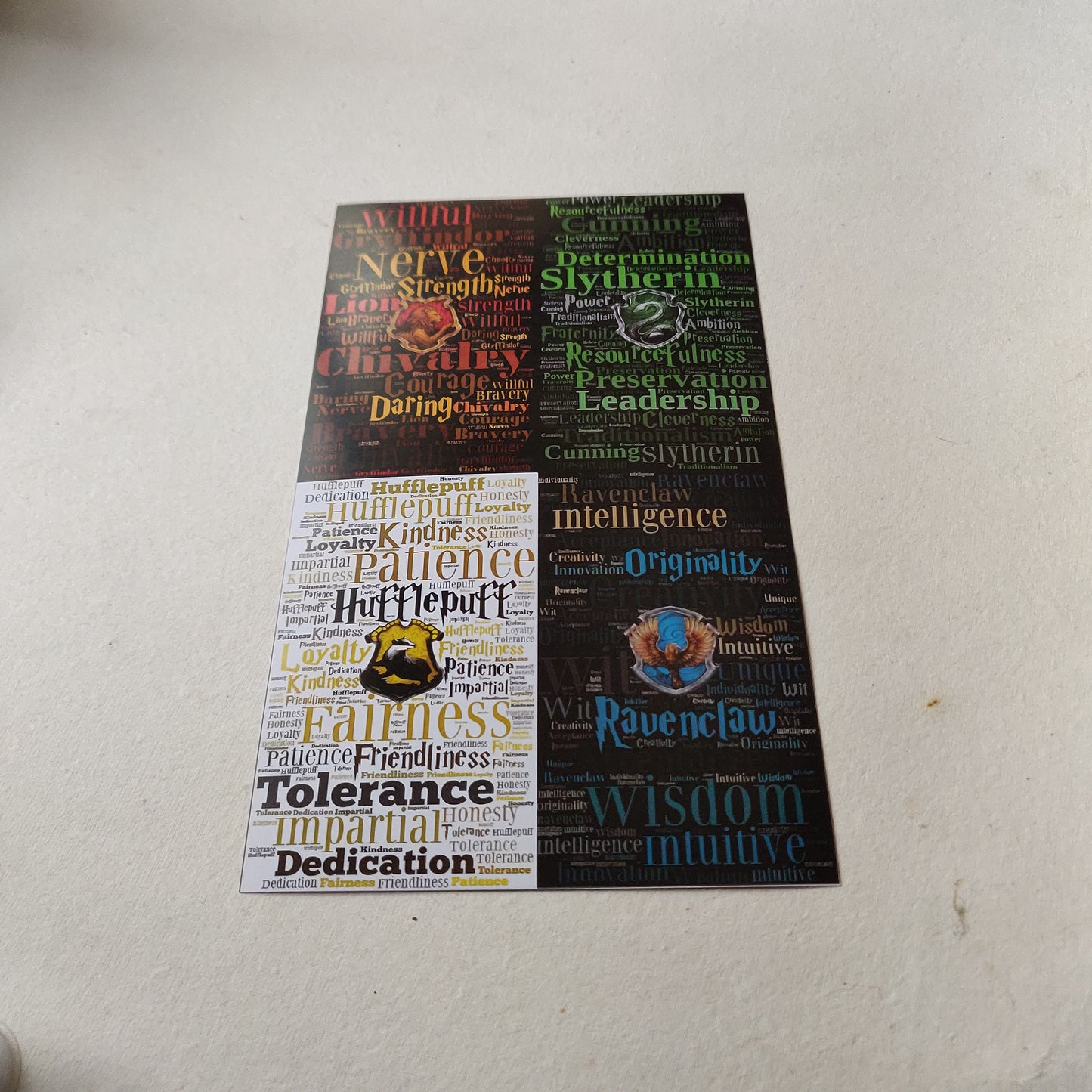 Houses of Hogwarts wall poster