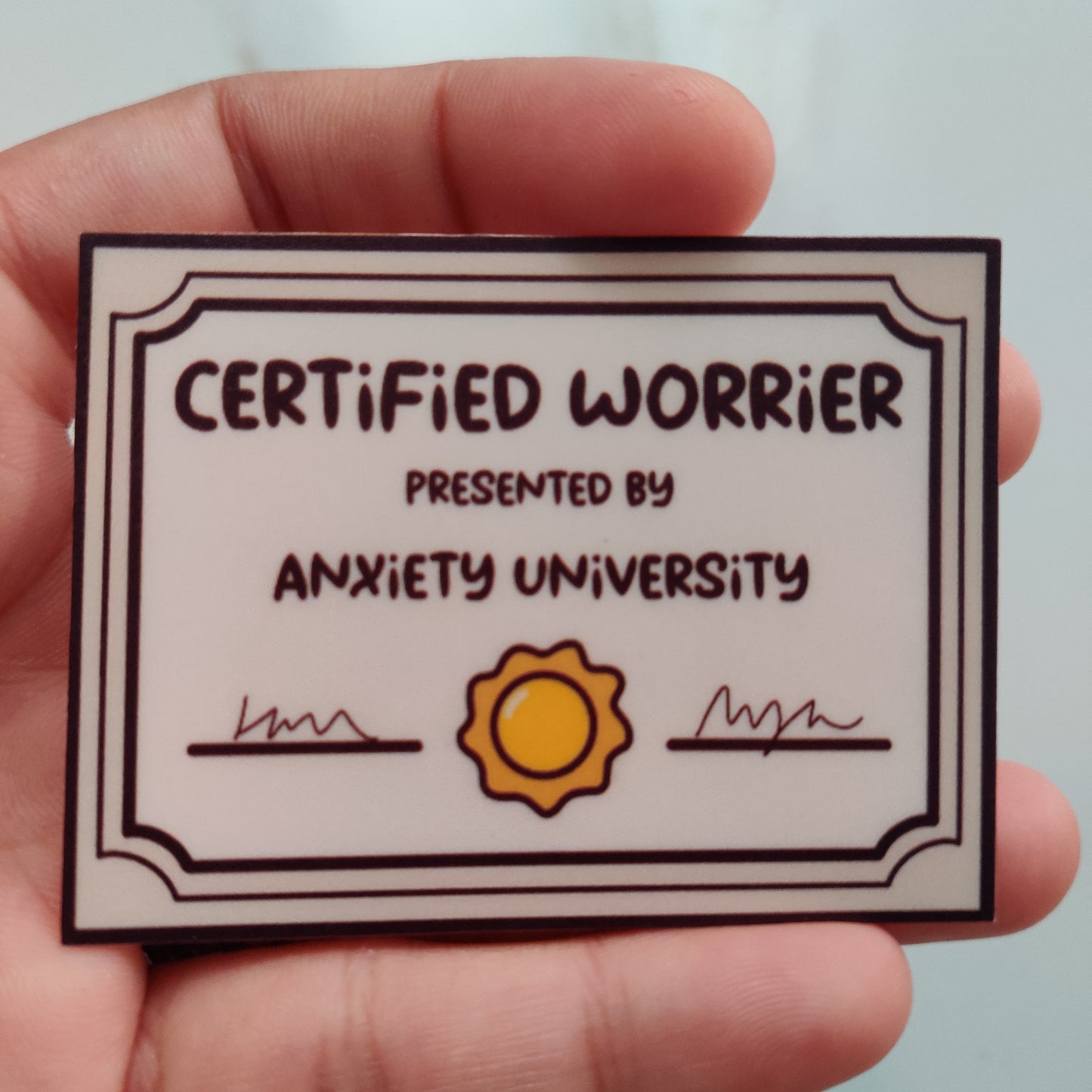 Certified Worrier die-cut sticker