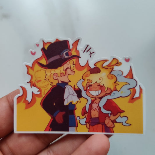 Sabo and luffy die-cut sticker