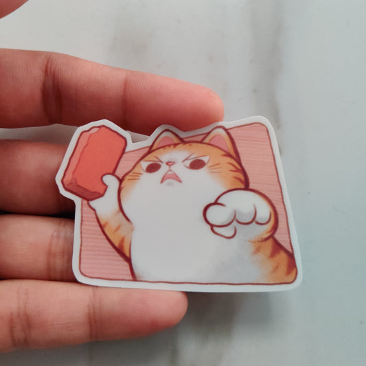 Hit with brick die-cut sticker
