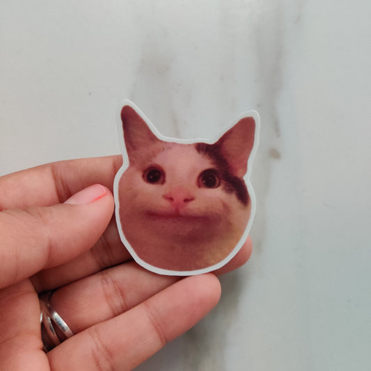 Smiling Cat Meme die-cut sticker