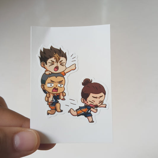 Asahi Nishinoya and Tanaka Haikyuu die-cut sticker