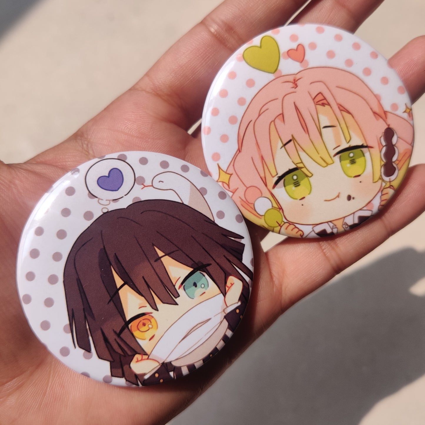 Mitsuri and Obanai Matching Badges