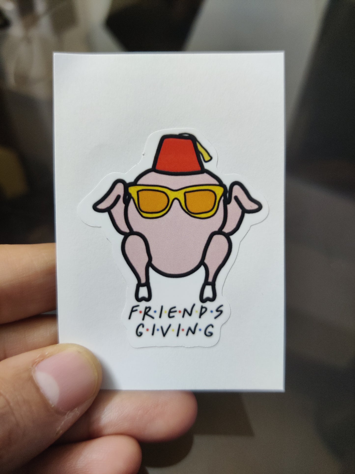 Friends giving die-cut sticker