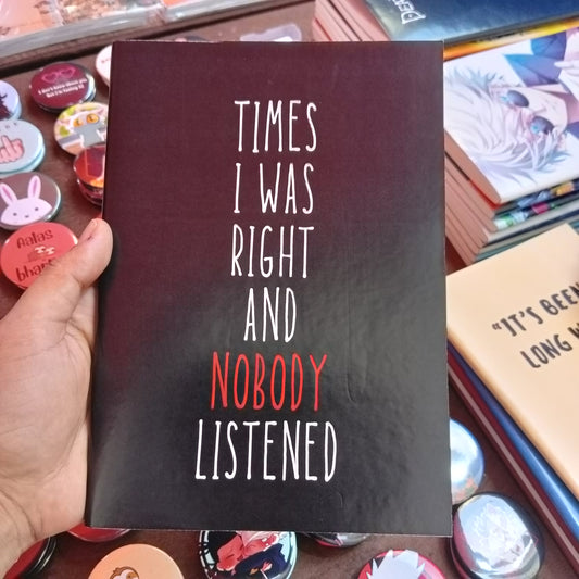 Times I was right quirky plain A5 notebook