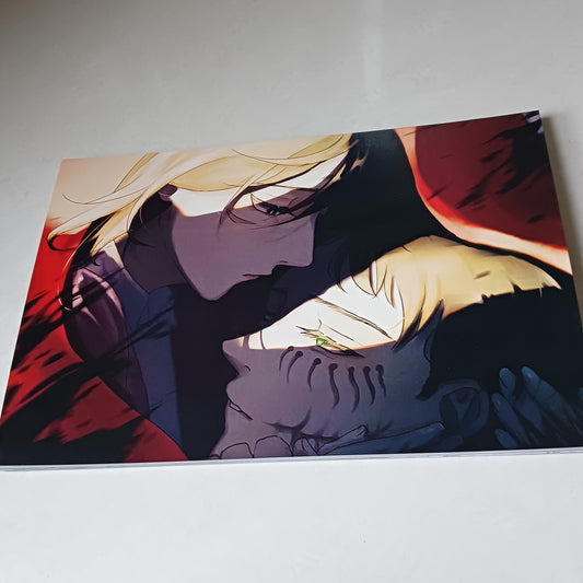 Mikasa and Eren Attack on Titan wall poster