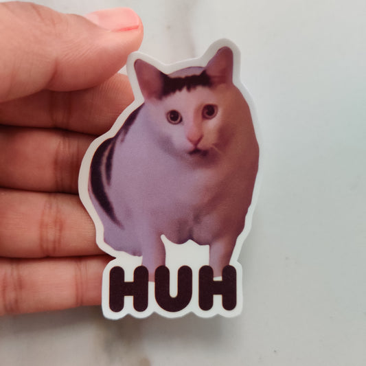 Huh Meme cat die-cut sticker