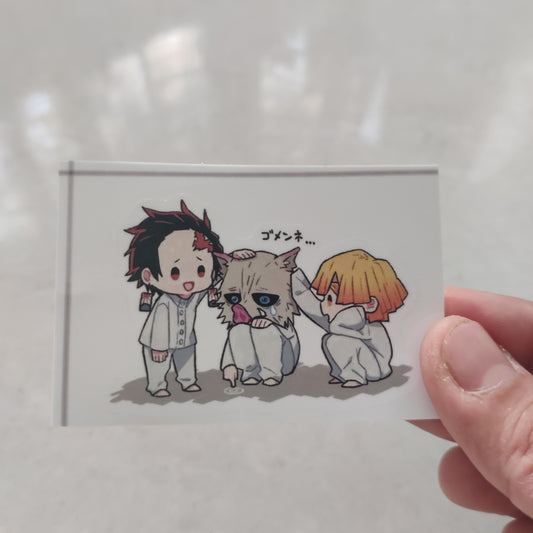 Patients Tanjiro Zenitsu and Inosuke die-cut sticker