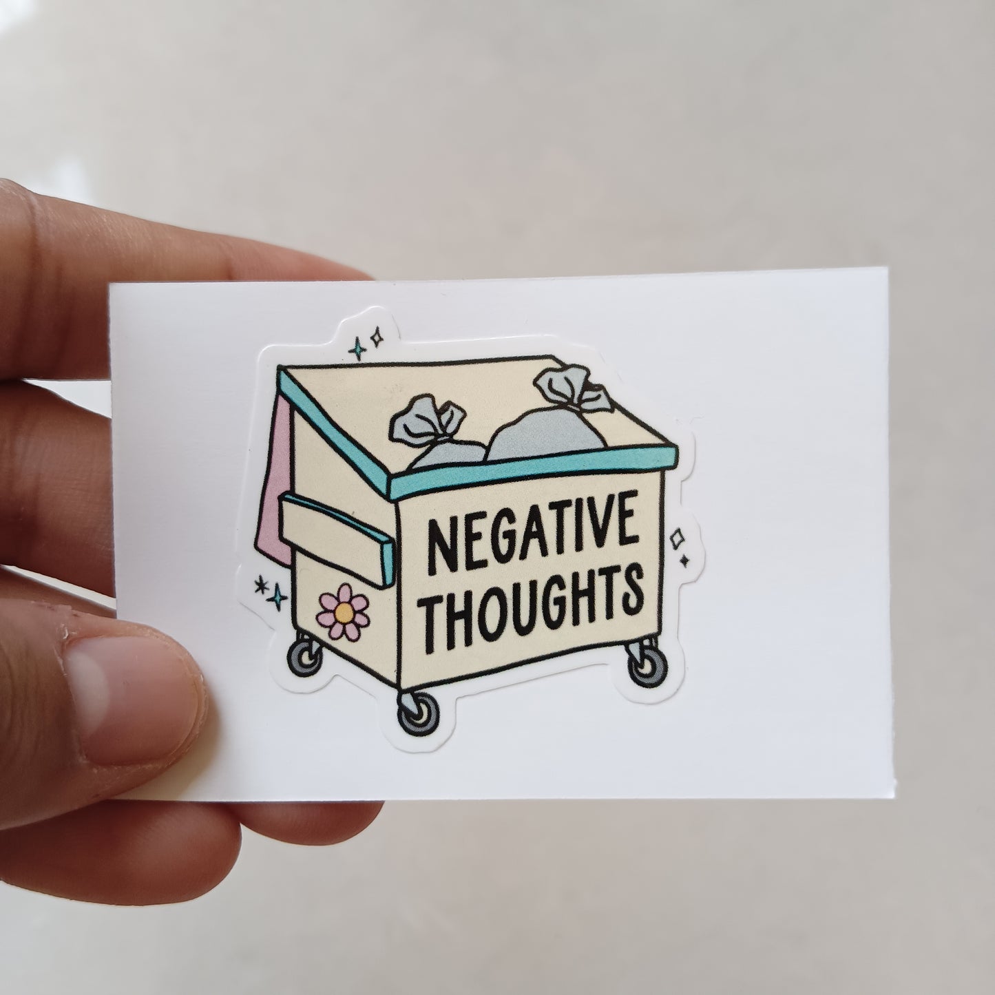 Negative Thoughts in Trash die-cut sticker
