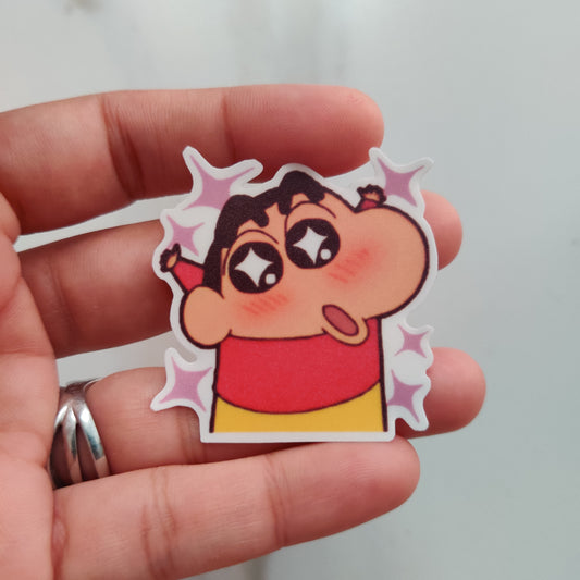 Excited Shinchan die-cut sticker