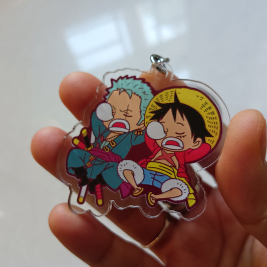 Sleeping Zoro and Luffy acrylic keychain (double sided)