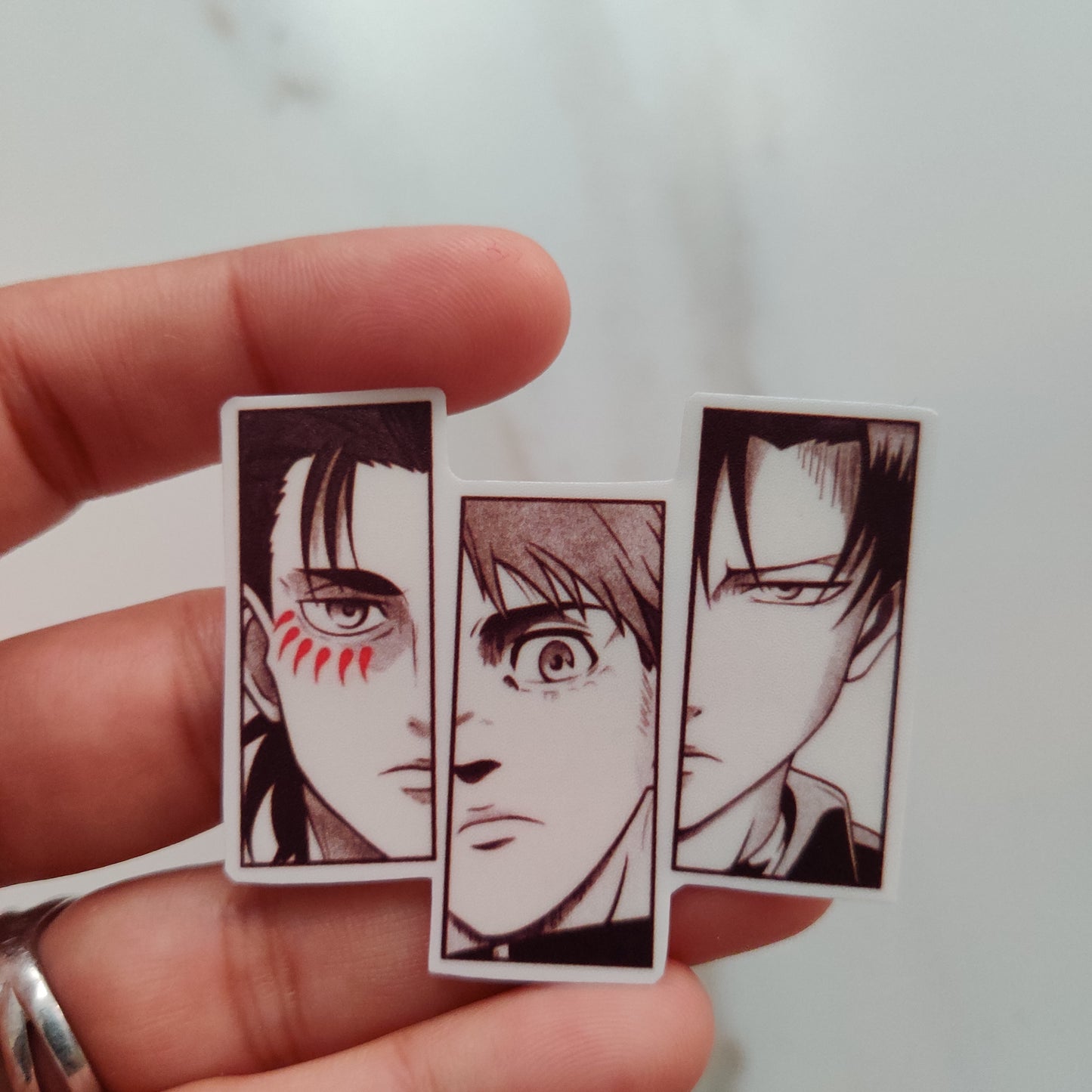 Eren Armin and Levi die-cut sticker