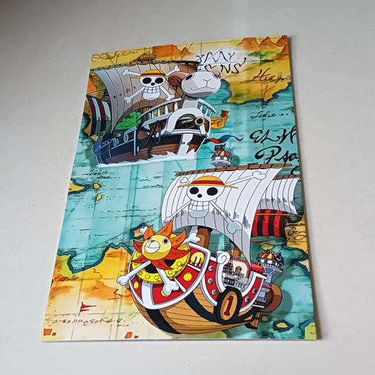 Going Merry and Thousand Sunny One Piece wall poster