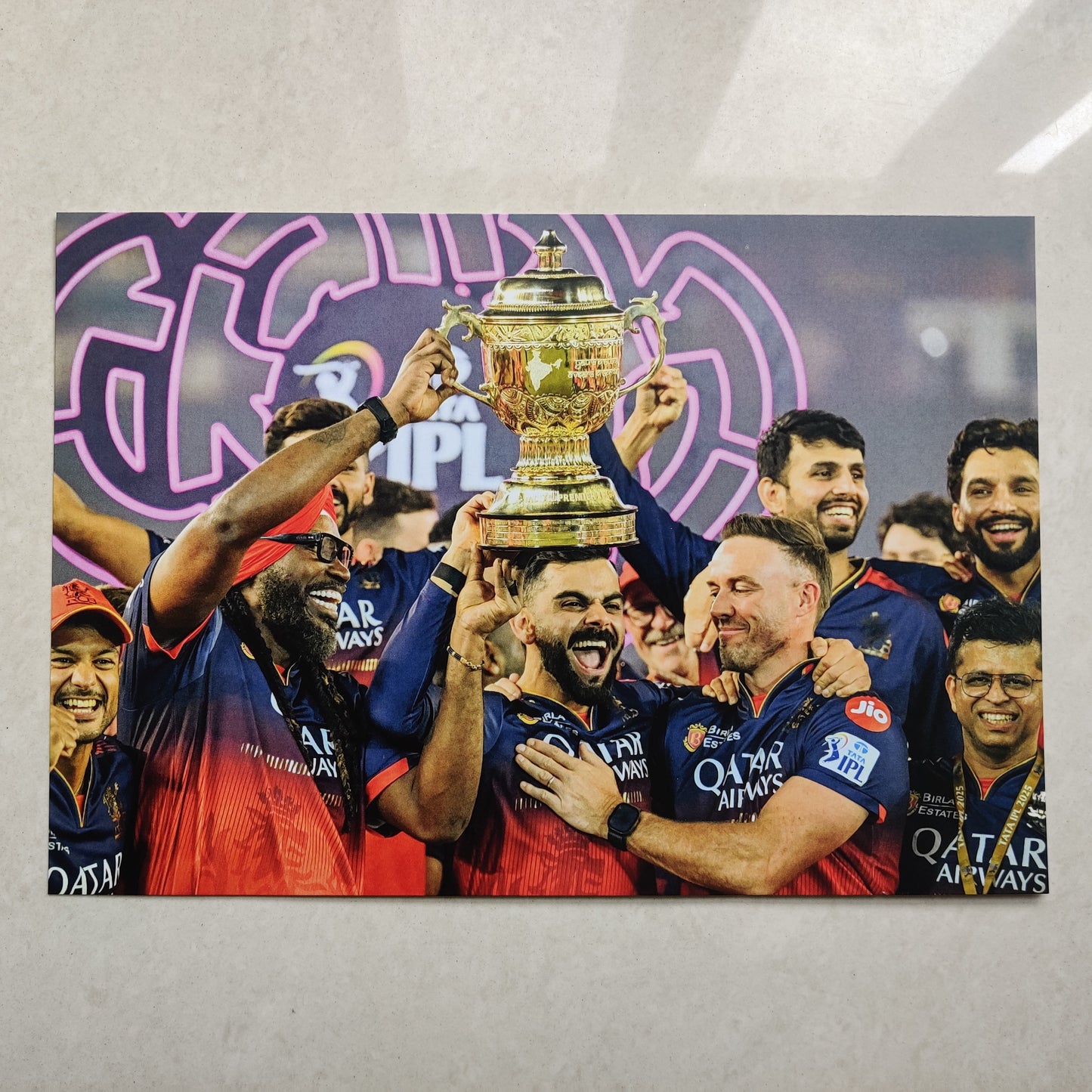 RCB IPL trophy wall poster