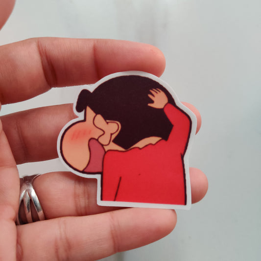 Giggling Shinchan die-cut sticker