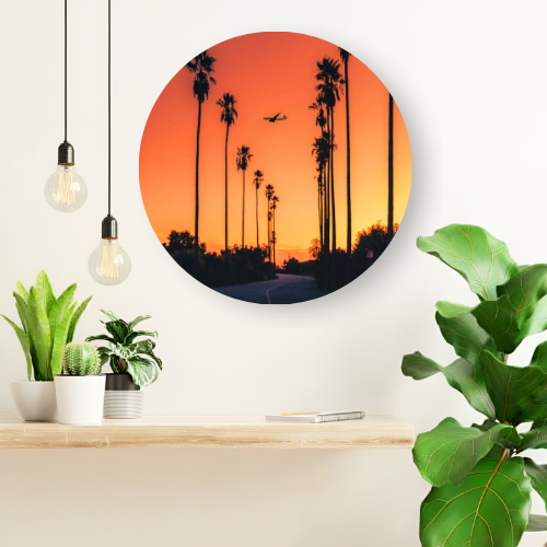 Sunset Between Roads printed wooden painting - 12 inch