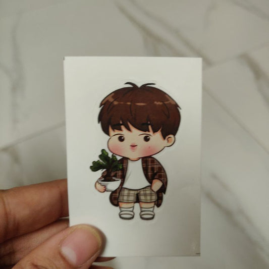 RM loves small plants die-cut sticker