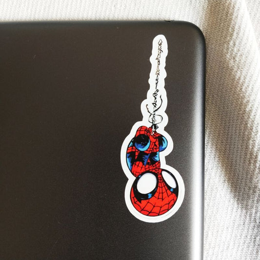Spiderman hanging die-cut sticker
