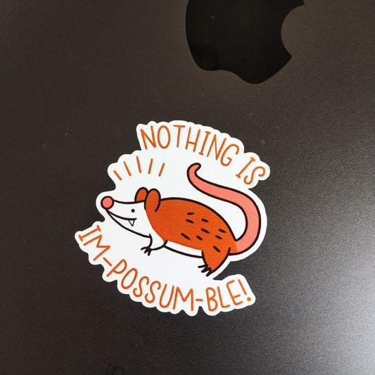 Possum pun die-cut sticker