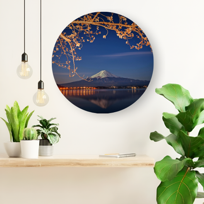 Twilight at Mt. Fuji printed wooden painting - 12 inch