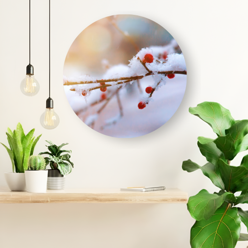 The Snow Cherries printed wooden painting - 12 inch