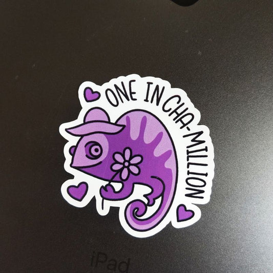 Chameleon pun die-cut sticker