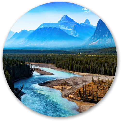 The Blue Valley printed wooden painting - 12 inch