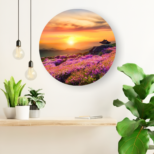 Sunset on a Pink Valley printed wooden painting - 12 inch