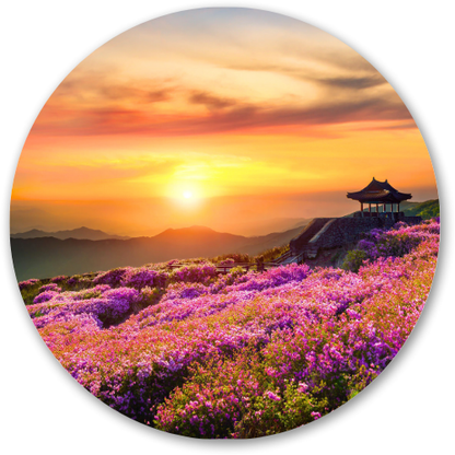 Sunset on a Pink Valley printed wooden painting - 12 inch