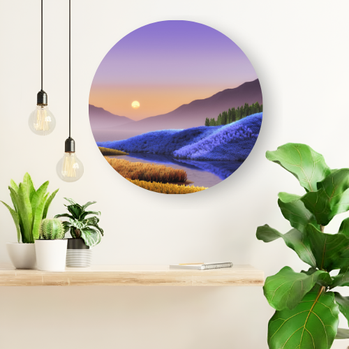 Purple Valley of Flowers printed wooden painting - 12 inch