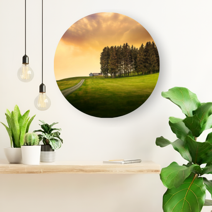 Grassland under Golden Sky printed wooden painting - 12 inch