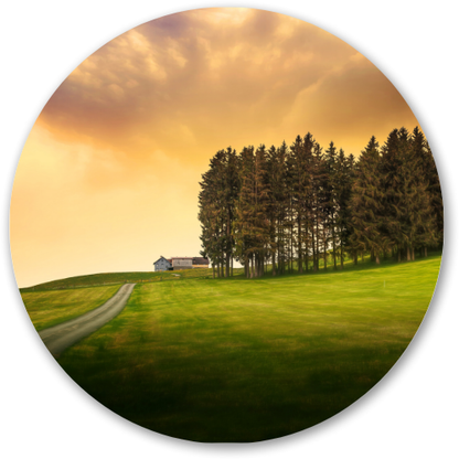 Grassland under Golden Sky printed wooden painting - 12 inch