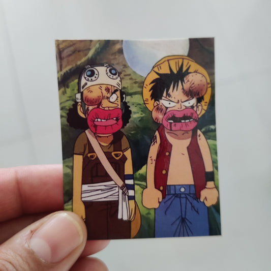 Luffy and Usopp beaten basic sticker