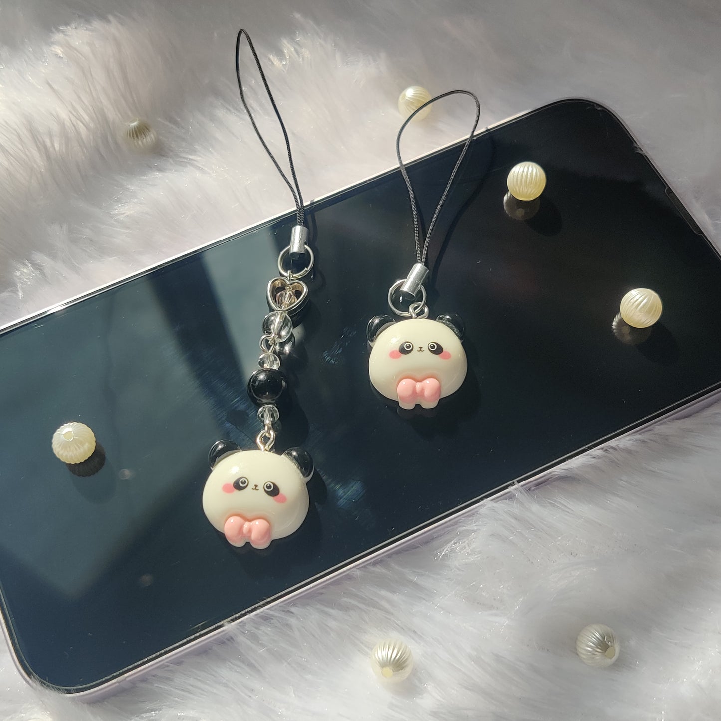 Panda face 3D charm (flat back)