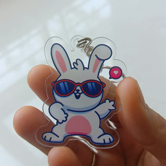 Cool Bunny acrylic keychain