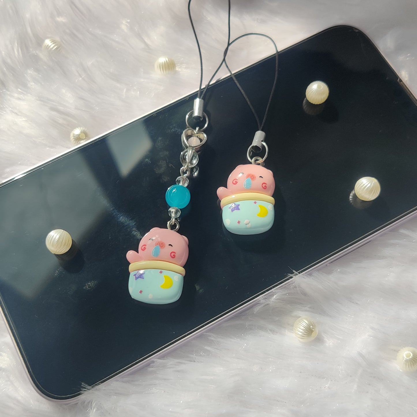 Sleeping pig in blanket 3D charm (flat back)