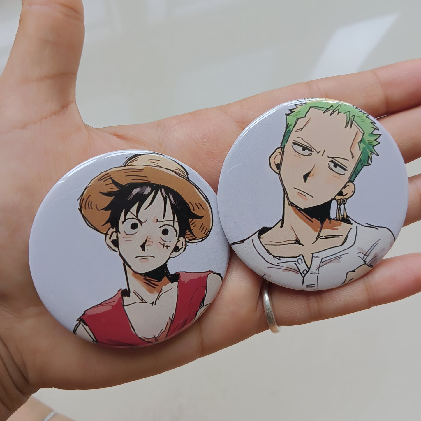 Confused Luffy and Zoro Matching Badges