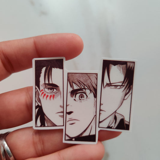 Eren Armin and Levi die-cut sticker