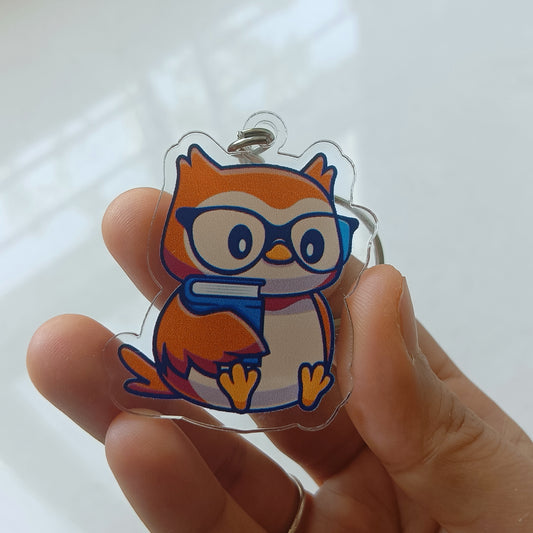 Reader Owl acrylic keychain