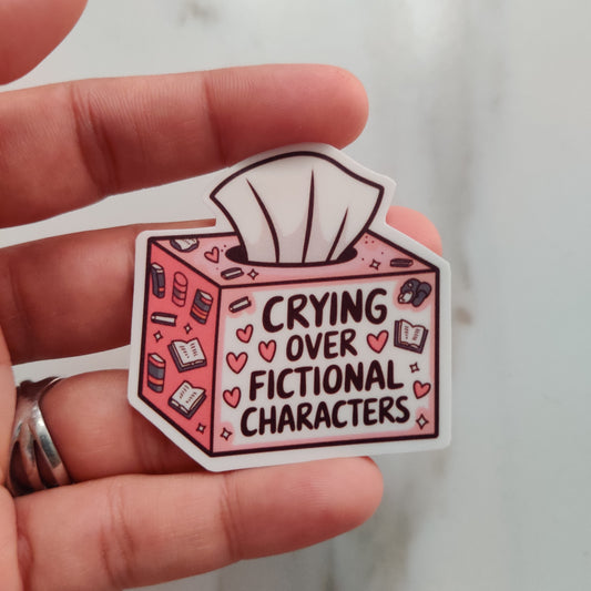 Crying over fictional characters die-cut sticker