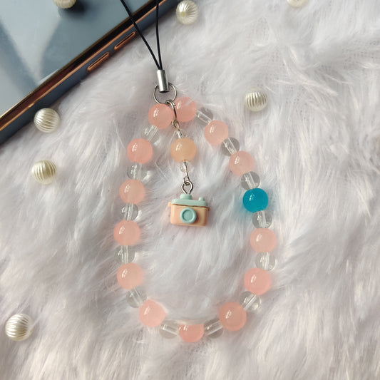 Handmade Aesthetic Camera Beaded Mobile Phone Charm