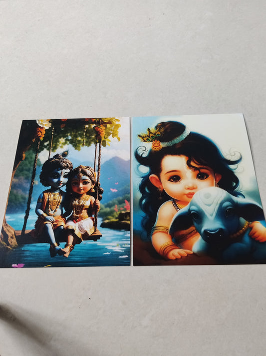 Krishna wall poster combo of 2 A5