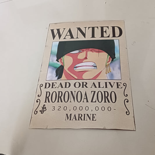 One Piece WANTED wall poster | Zoro