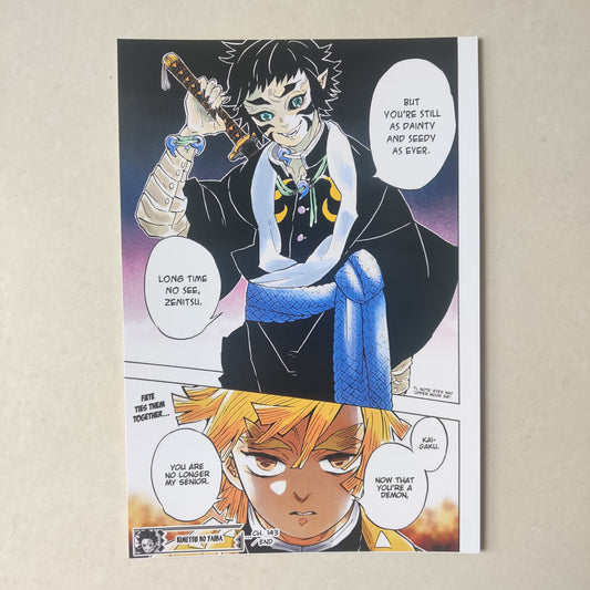 Zenitsu vs Kaigaku Demon Slayer Infinity Arc manga wall poster