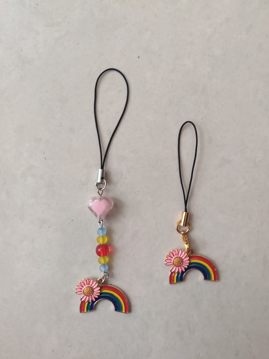 Rainbow and daisy Enamel Charm